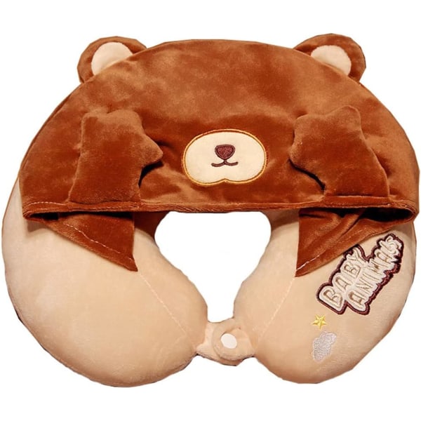U-muotoinen matka-kaulus puuvillatyyny monikäyttöinen pää ja niskatyyny uni kaula tyyny vakava karhu