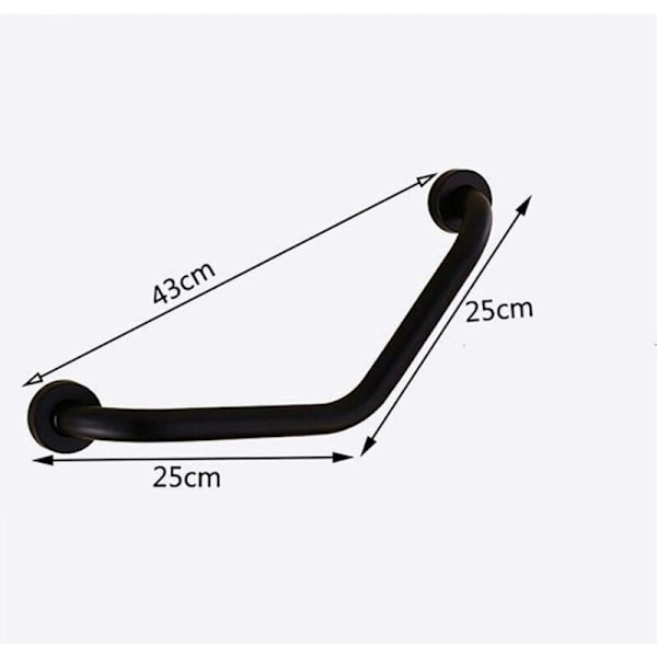 Grepphandtag 43cm Rostfritt Stål Badkar Handtag Väggmonterad Handdukshängare 43CM Svart