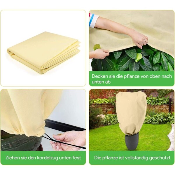 Vinterplante Frostbeskyttelsesdække med snøretræk Fleece Rivfast 180 x 120 cm, Beige