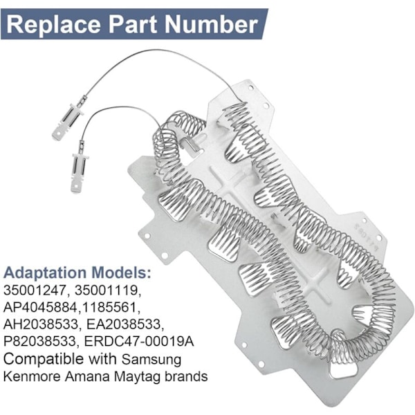 DC47-00019A Reservedeler, Tørketrommelvarmeelementer 2068550, AP4201899