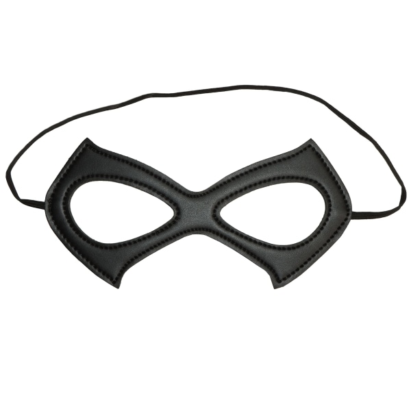 Svart skinn halv katteøye maske Maskerade Cosplay Halloween fest kostymetilbehør - One Size Pakke med tre
