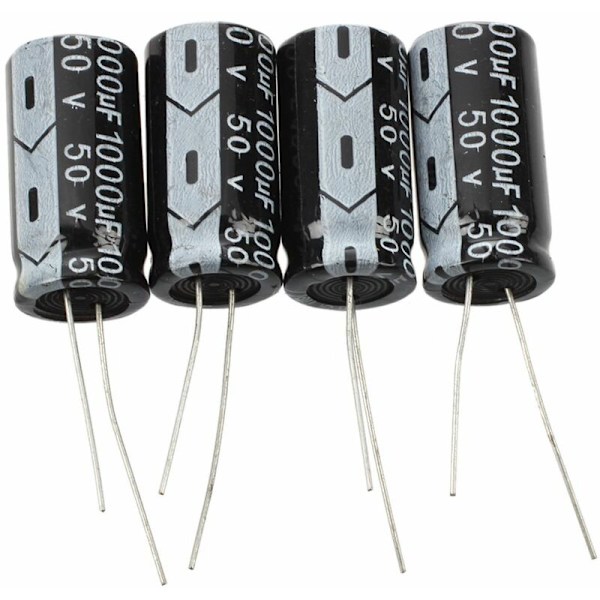 SODIAL(R) 20 stk. 1000uF 50V 13x25mm Aluminium Elektrolytkondensatorer Sort