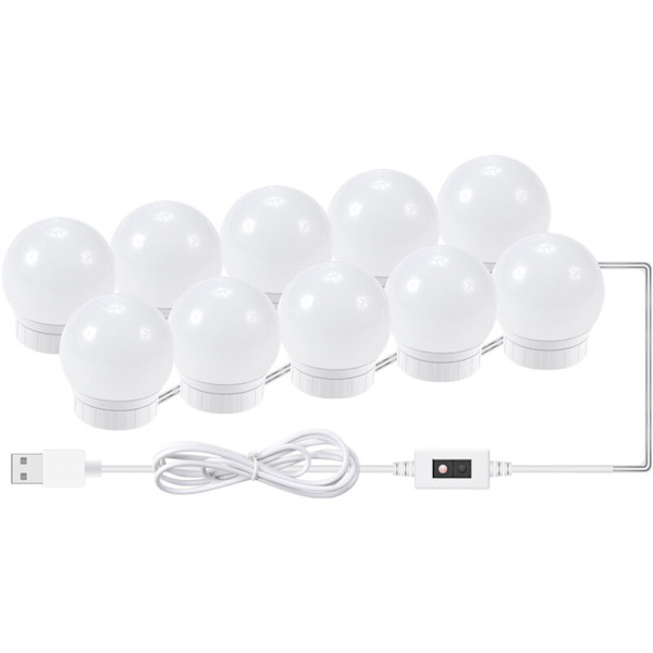 LED-sminkspegelbelysning, Hollywood-stil sminkspegelbelysning med 10 dimbara glödlampor