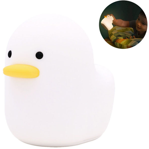 Anka LED Nattlampa, Söt Silikon Anka för Barnrum, Uppladdningsbar Bordlampa, Touch Sensor Sänglampa för Kvinnors Sovrum, Vardagsrum