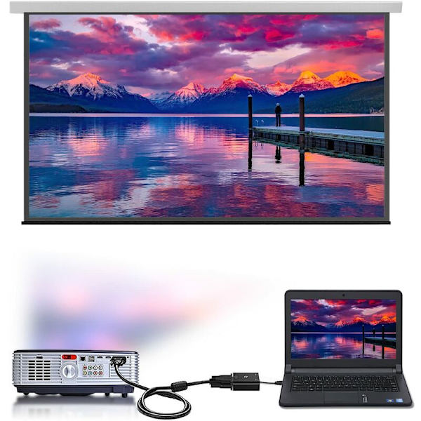 till VGA HDMI till VGA-adapter 1080P, HDMI VGA med laddning (ström) Micro USB och 3,5 mm ljudutgångsjackportar för Macbook, bärbar dator, Apple TV, TV-box (
