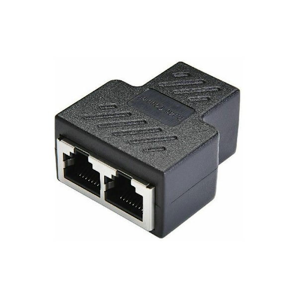 Rj45 Splitter Adapter 1 til 2 Port Hun til Hun Internet Forlængernetværkskonnektorer Understøtter Cat5 Cat5e Cat6 Cat6e Cat7 Ethernet-kabel, Sort