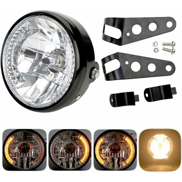 Runda strålkastare för motorcykel - LED-projektion med monteringsfäste - halogen LED 12 V 17,8 cm - Fei Yu