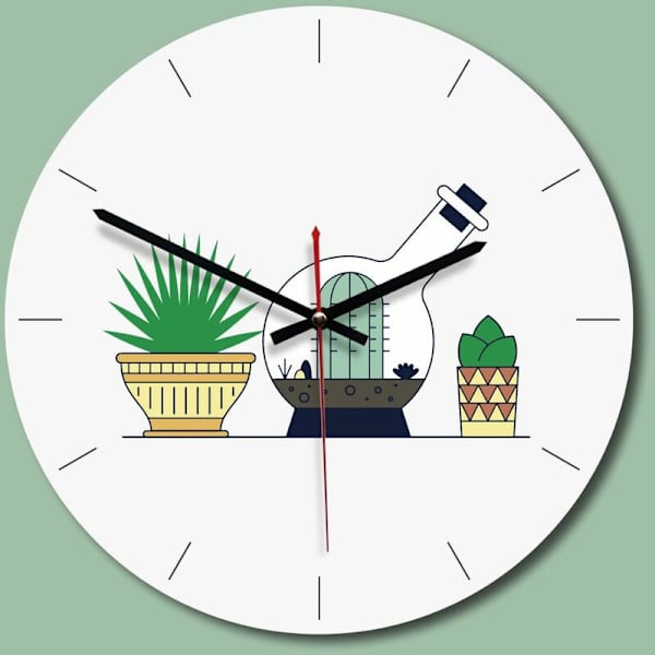 Veggklokke, retro akryl kunstklokke, kaktus A