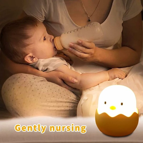 Børnenatlys, Baby Natlys, Genopladeligt Børnenatlys, Kylling Natlys, Bærbar Silikon Berøringsnatlys Lampe (A-varm c