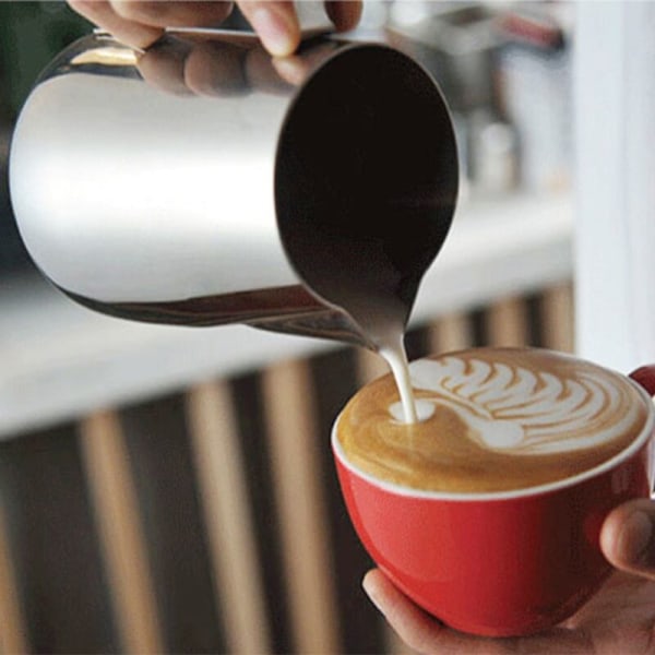 Mælkekande 350ml Rustfrit Stål Skummende Kande Træk Blomster Kaffe Kop Mælkeskummer Latte Art Mælkeskum Værktøj Kaffemaskine