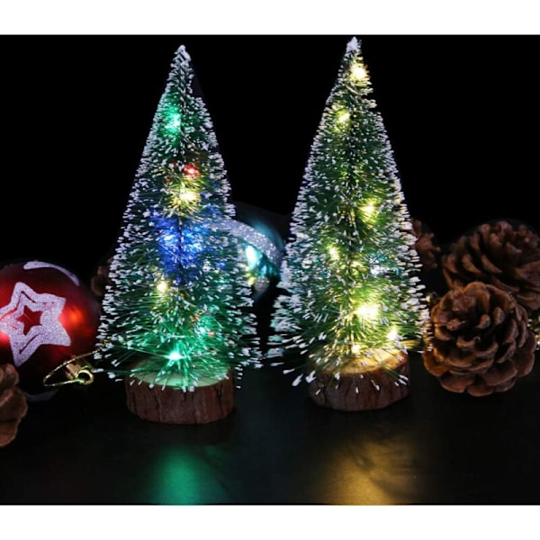 6 st konstgjorda julgranar LED Mini Lysande Miniatyrjulgran DIY Mikrolandskap för Julskyltning Borddekoration 15CM