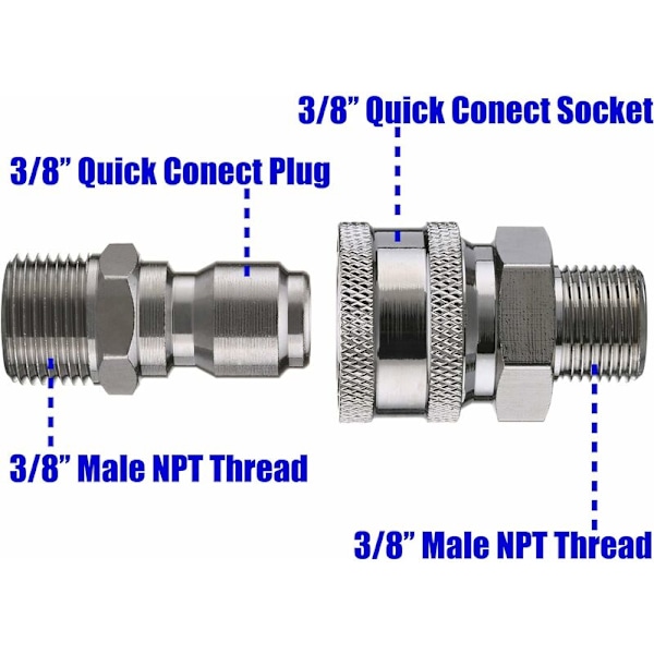 Verktyg Daglig Tryckbricka Kulventil Kit, 3/8\" Snabbkoppling för Tryckbricka Slang, 4500 PSI