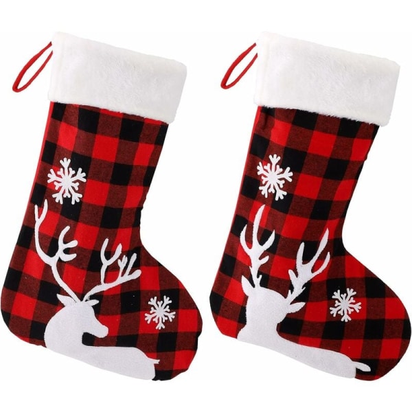 2 stycken stora julstrumpor, julstrumpor att hänga, julstrumpor, julklappspåse för fyllning och hängande, julstrumpor för jul