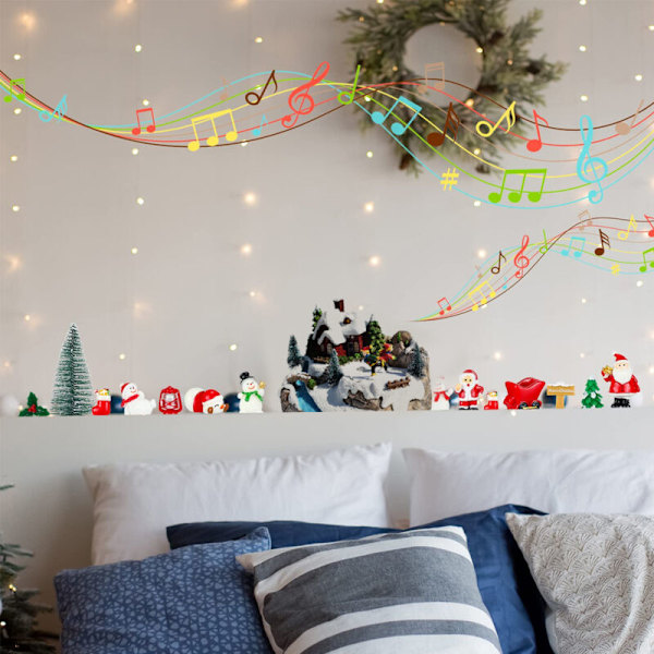 Julelandsbyhus, LED-belysning Vinterjulelandsby og Miniatyrjulefigurer (Skistil)