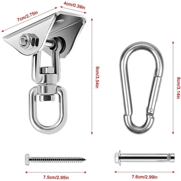 Heavy Duty Rustfritt Stål Takkrok, 360° Rotasjon Hengekrok, Takbrakett Monteringskrok for Henge Stol Boksesekk Boksing Hammo