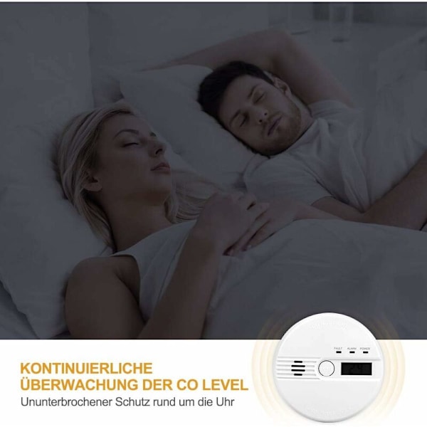 Koldioxidlarm LCD-display CO-detektor 85Db Alarm Koldioxidsensor Koldioxiddetektor med testknapp Batteridriven