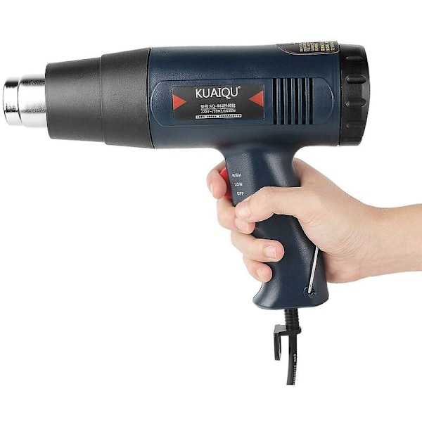 Digital LED elektrisk varmluftpistol 1800W med 7 stk. dyser trinløs justerbar temperaturstyret termisk blæser varmepistol nyeste Kun 7 stk. dyser