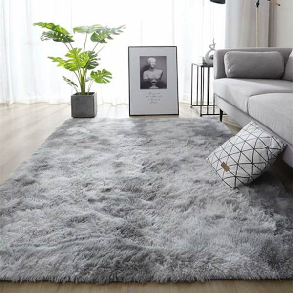 Sovrumsmatta Modern Vardagsrumsmatta Mjuk Fluffig Lång Lugg Matta Extra Mjuk och Bekväm Matta Tjock Fluffig Inomhus Halksäker Matta för Vardagsrum (Grå