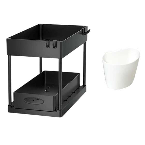 2 Sliding Drawers for Storage Unit, Under Sink Organizers and Storage Multi-Purpose Bathroom Cabinet Organizer with 2 Tiers