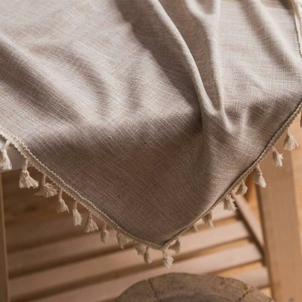 Robust Bomulds-Linned Dug til Rektangulære Borde Dug med Solid Trellis-Broderi til Køkken Spisebord Dekoration. (140 x 300 cm, K