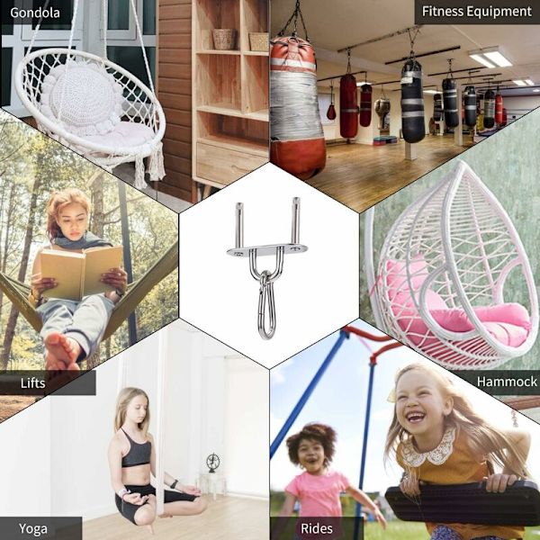 Kattokoukku, Raskaankaltainen Kattokoukku SUS304 Ruostumattomasta Teräksestä Betoni- ja Puupintoihin, Jooga-Hammakon, Ripustuskeinun, Jooga-Lyöntipussin Ripustamiseen, Kantavuus