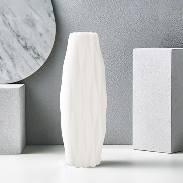 Blomvas Dekoration Plast Vas Hem Vit Imitation Keramik Blomkorg Nordisk Dekoration Vas (Vit)