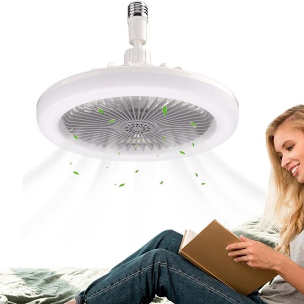 Loftventilator med lys, 25 cm loftventilator med aromaterapi-tabletter, 3 hastigheder, lysindstillingsmulighed - Grå