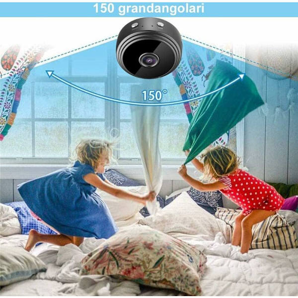 Mini Spy Kamera, 1080P Trådløst Overvåkingskamera med WiFi-opptak, Lang Batteritid, Skjult Mikrofon, Bevegelsesdeteksjon og Nattsyn Spy Cam