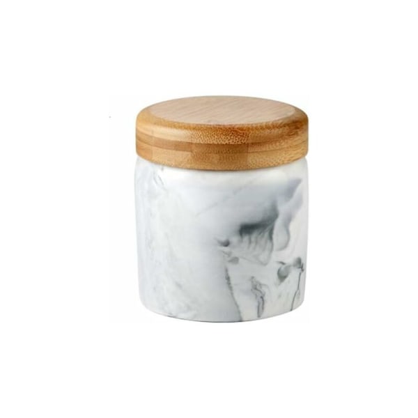 Keramisk burk med lufttät bambulock - För förvaring av te, kaffe, kryddor och mycket mer, Keramik, Svart marmor, 9,3 OZ(275ML)-