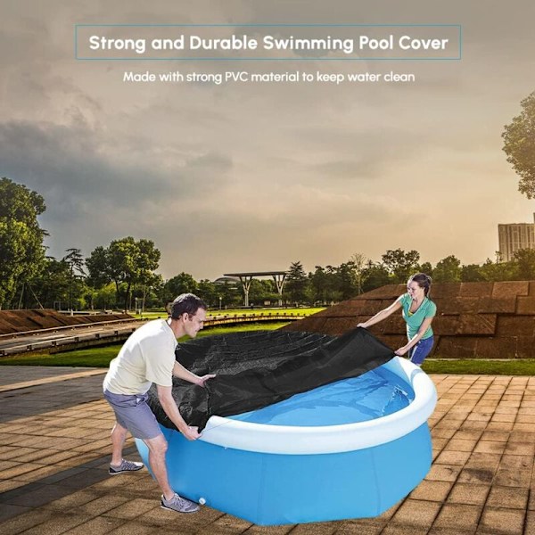Diameter 457 cm, Skyddande överdrag, Snabbjusterbart poolskydd för att förhindra smuts och skräp från att samlas i poolen, 4-säsongsöverdrag för rund ovanmarkspool