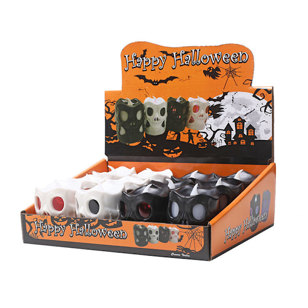 12 st Halloween bar dekoration rekvisita kreativ dubbelsidig spöke huvud lampa skräck skalle ljus lampa led lysande pumpa lampa