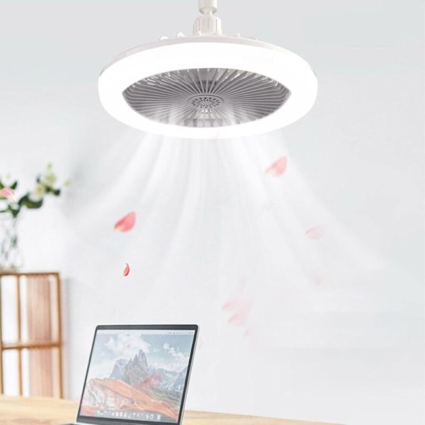 Loftventilator med lys, 25 cm loftventilator med aromaterapi-tabletter, 3 hastigheder, lysindstillingsmulighed - Grå