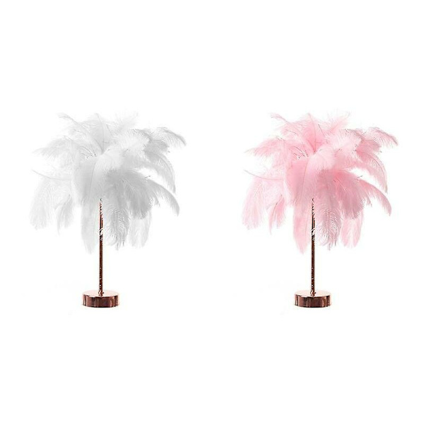 Fjäder bordslampa med fjärrkontroll USB roséguld bas för hem Rosa