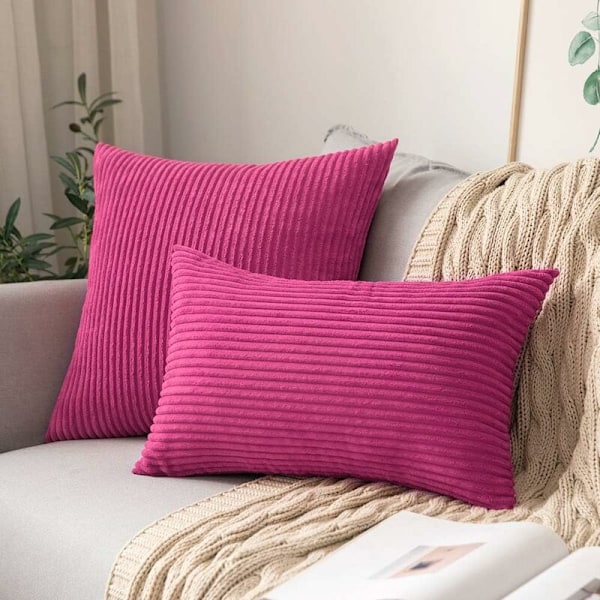 Set med 2 Dekorativa Corduroy Kuddfodral Soffa Mjuk Kudde för Hem Vardagsrum Sovrum Säng Clic Clac 45x45cm Fuchsia