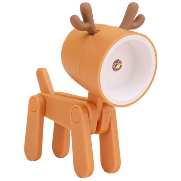 Mini LED Natlampe Justerbar Skrivebordsboglampe Sød Kæledyrslampe Øjenbeskyttelse Bordlampe Hjemmedekoration, Orange Hjort