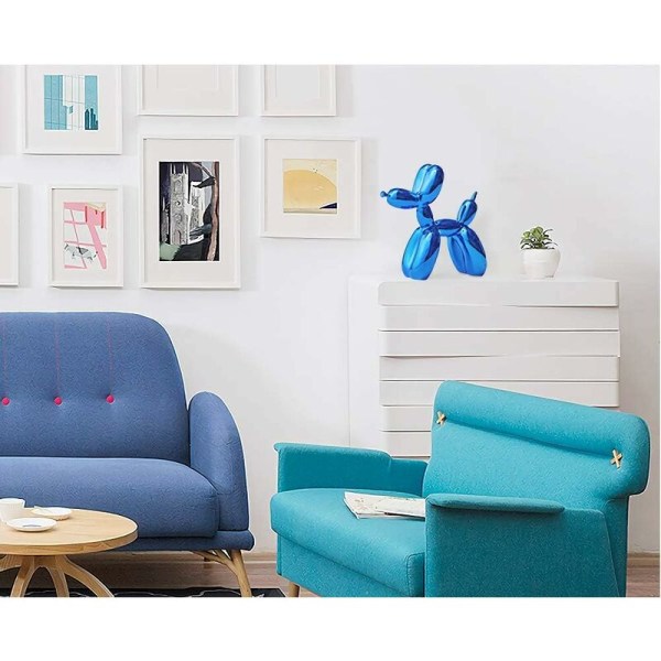 Hartshundstaty, ballonghund Modern dekorativ skulptur för vardagsrum och kontor, galvanisering, blå