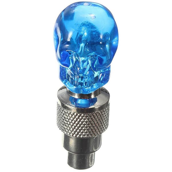 Ventilhette med LED Skull ventilhetter med hjullamper for sykkel bil Sykkel - blå