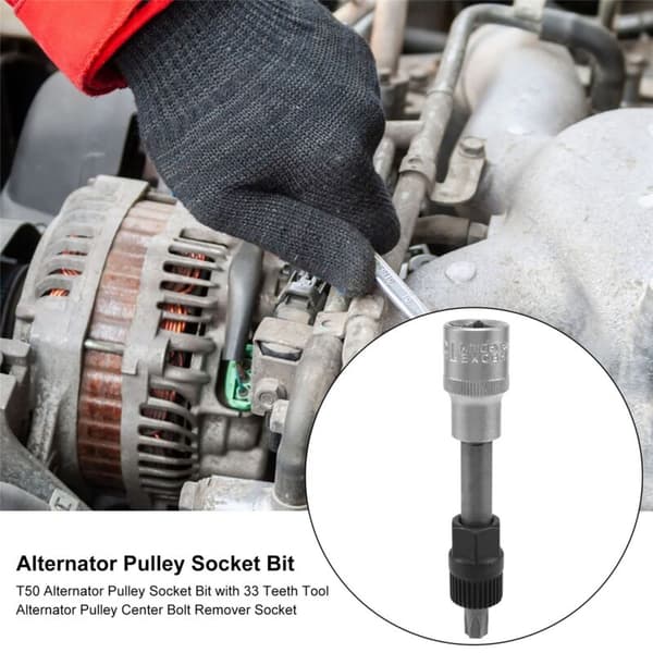 T50 Generatorremskive Socket Bit med 33-tannet verktøy Generatorremskive Senterbolt Fjerner Socket