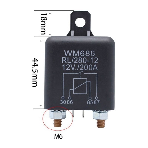 Batteri Isolator Relæ 12V 4 Pin WM686 Bil Start Relæ Til/Fra Afbryder Normalt Åben Relæ RL/280 200A
