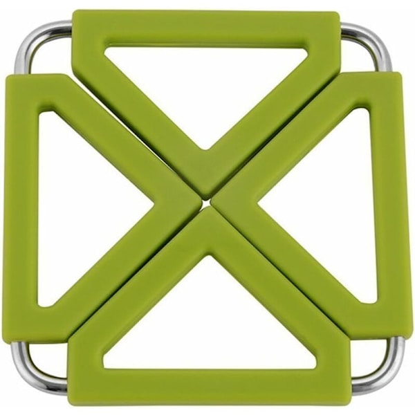 Hopfällbart, justerbart och expanderbart metall- och silikontrivet, metall, grönt, en storlek-