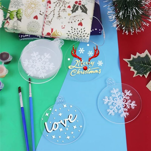 20 stk 3 tommers klare sekskantede akryl jule blanke ornamenter til DIY-håndverk Flatt akryl ornament for julekule B