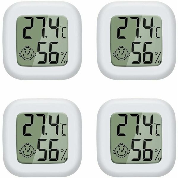 4 stk Mini LCD Termometer Hygrometer Innendørs Hjem Termometer Egnet for Barnerom, Eldrerom etc