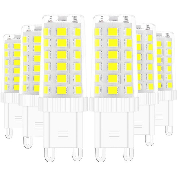 G9 LED-lampor, 5W motsvarande 40W halogenlampa Vit 6000K Flimmerfri Energibesparande Ej dimbar (6-pack) [Energiklass E]