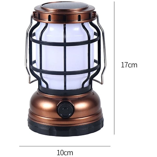 Solcelle Camping Lanterne Camping Lampe med Nødstrømsbank Flimrende Flamme LED Hængende (Rød)