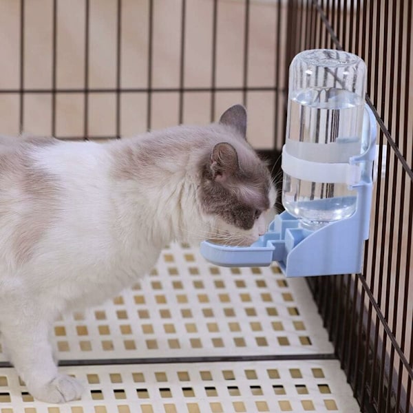 Automatisk husdjursvattenfontän, hängande vattenautomat Vattenautomat Liten husdjursvattenflaska för katter, hamster, kaniner - Blå - 500 ml