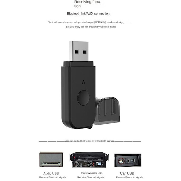 USB Bluetooth-mottaker Bluetooth-sender 5.3 Lydmottakeradapter for datamaskin TV Lyd Biladapter