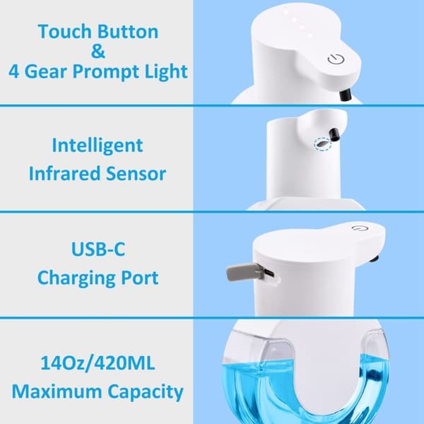 Smart Automatisk Sensing Dispenser 430ML Håndvask Vask Infrarød Sensor Skum Versjon