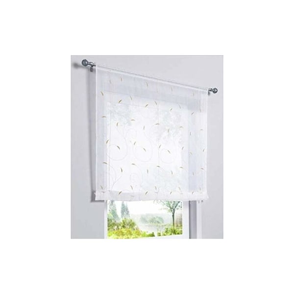 1 stk vindusgardin Blomsterbroderi Raffrollo Høy kvalitet Voile Romdekorasjon Bad Balkong (Khaki, 80x100cm)-Sunny