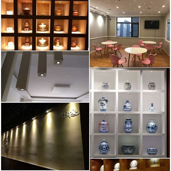 Svart set med 9 mini LED-strålkastare 12 V 1 W infälld i taket för kök, trappa, skåp, hall, DIY-belysning, varmvit, kallvit,