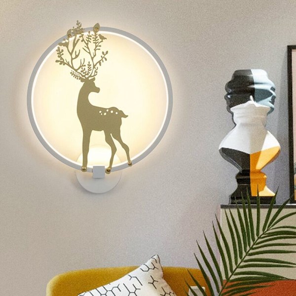 3000K Rund Vägglampa LED Vägglampor Målad Hjort för Dekor i Modern/Sovrum Vit 30Cm